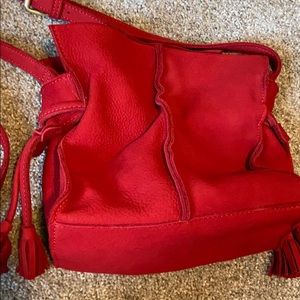 Darling Red leather purse with tassels